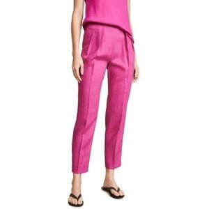 Theory Pleated Pant in Pure Linen Pop Fuchsia Pink size 12